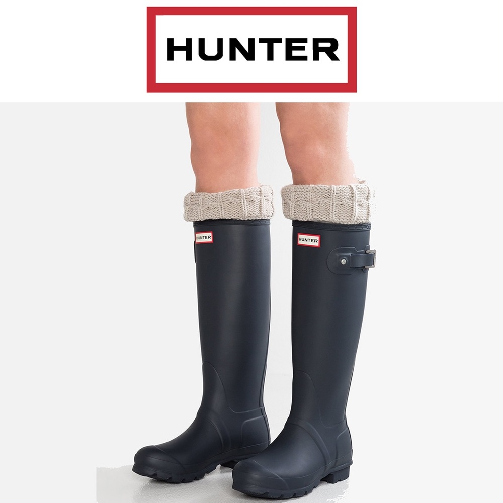 Hunter Huntress Tall Rain Boot Navy Blue Wide Calf